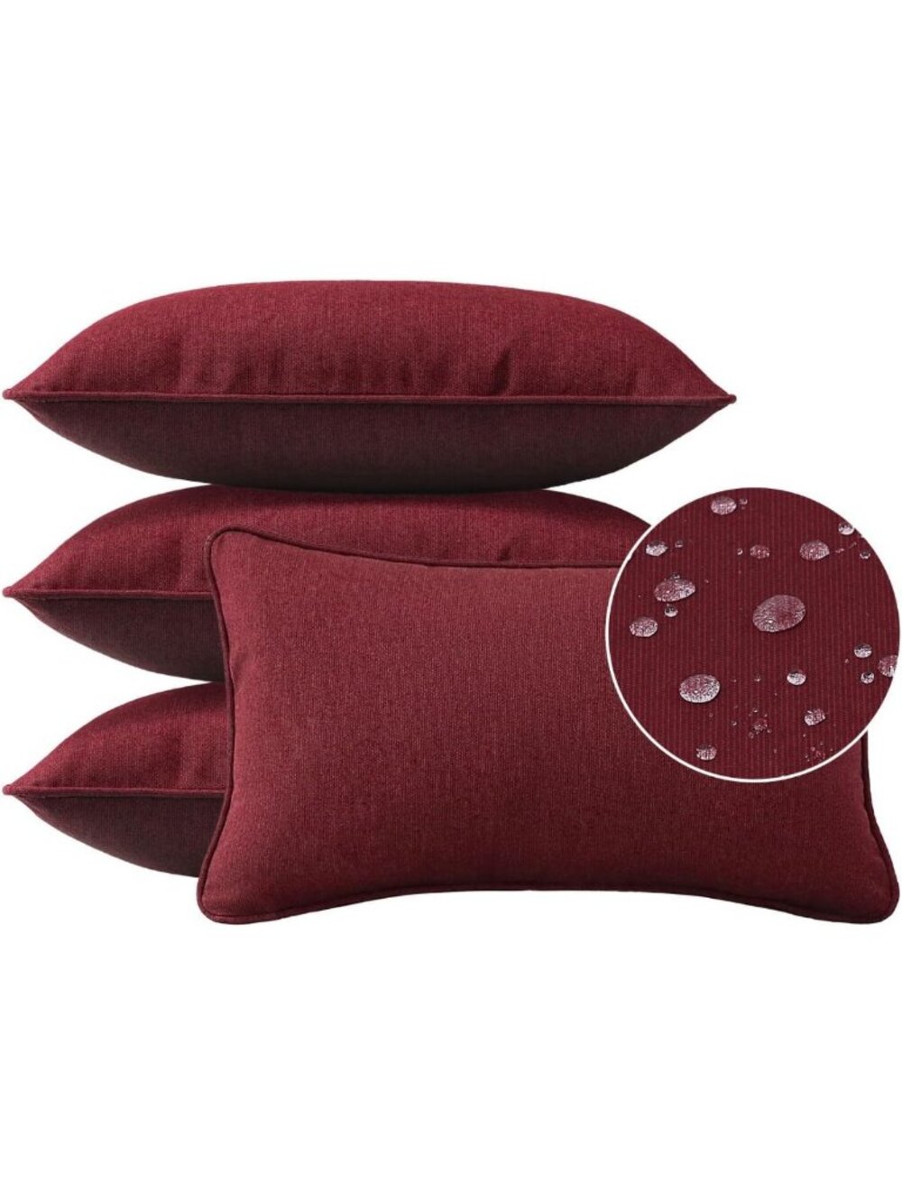 Set of 4 Water-Repellent Outdoor Throw Pillows, 20"x12", Perfect for Patio